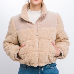 030 Cozy Teddy Sherpa Corduroy Zip up Jacket